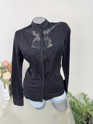 Camasa neagra cu dantela usor elastica Guess XS