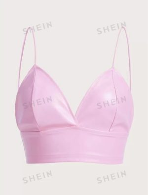 Top crop imitatie piele L