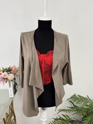Cardigan imitatie piele intoarsa  L